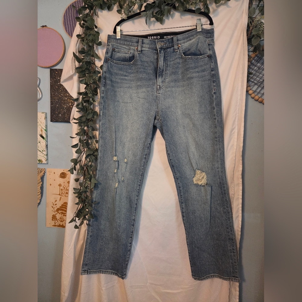 Torrid Light Blue Distressed Straight Leg Jeans
